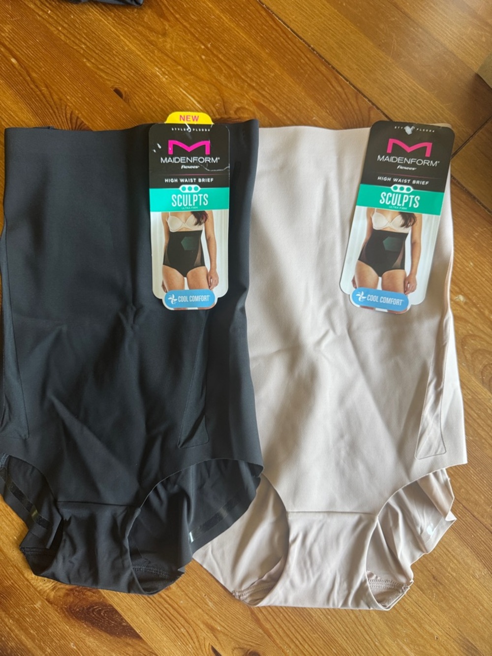 Maidenform Sculpts High Waist Briefs - Black & Beige